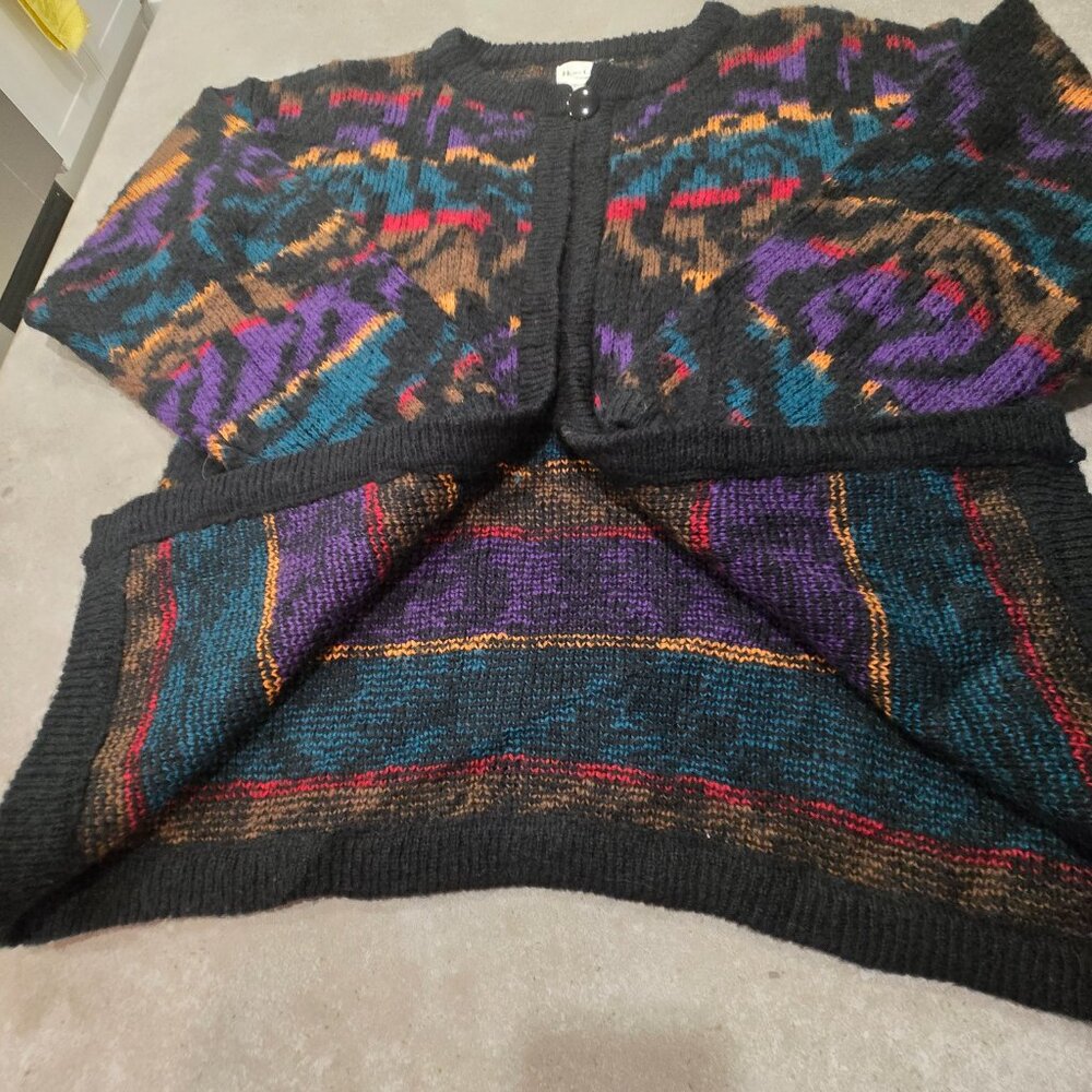 VINTAGE HUNT CLUB Women's 100% Acrylic Multi-Colors Open Front Cardigan - P/S
